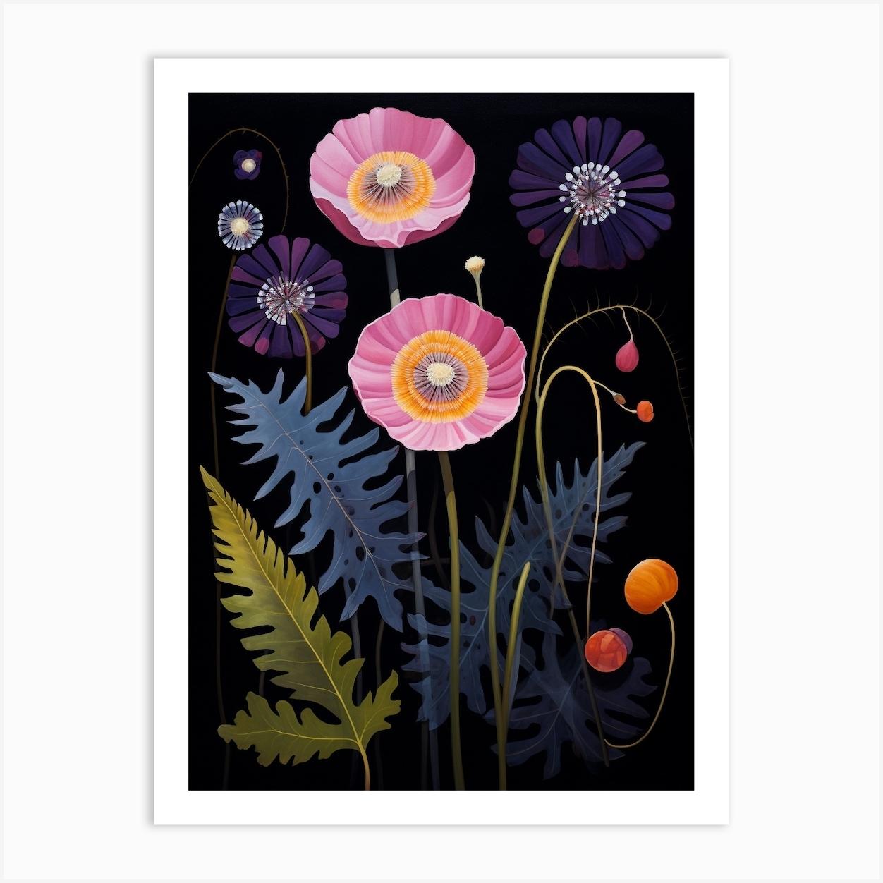Scabiosa 2 Hilma Af Klint Inspired Flower Illustration Art Print by Botanic Studio