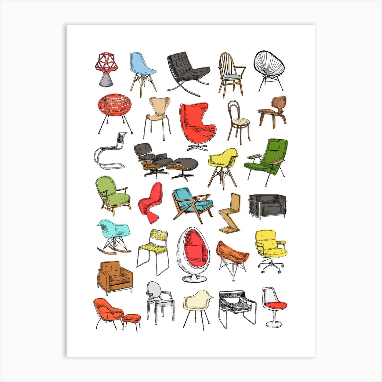 Iconic Chairs Art Print by Lola Star