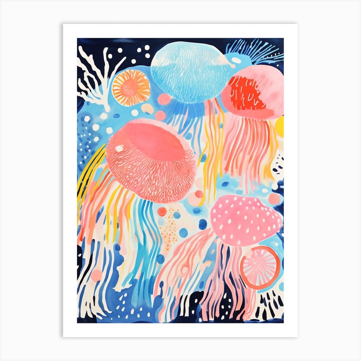 Jelly Fish Pop Art Retro Inspired 2 Art Print by PopArt Pals