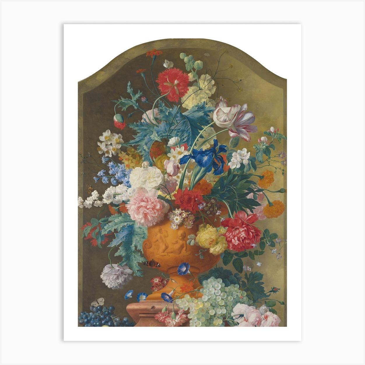 Flowers In A Terracotta Vase, Jan van Huysum Art Print by The National Gallery Art Prints and Posters
