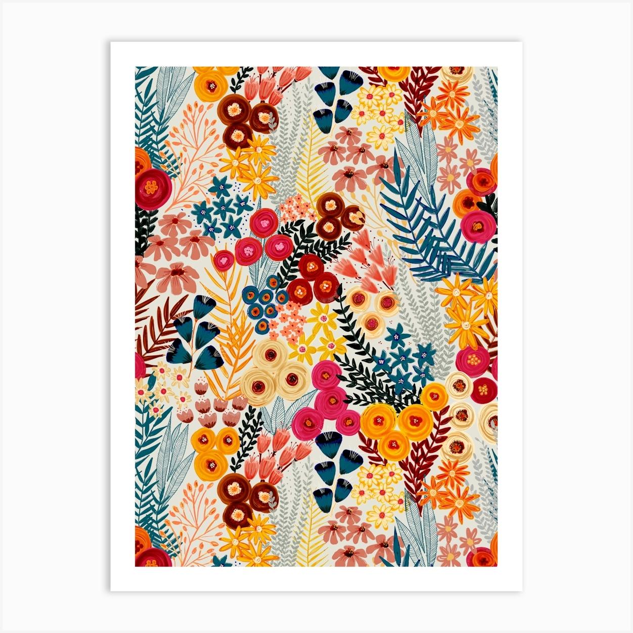 Abstract Floral Wild Flower Meadow Spring Art Print by Sandra Hutter Designs