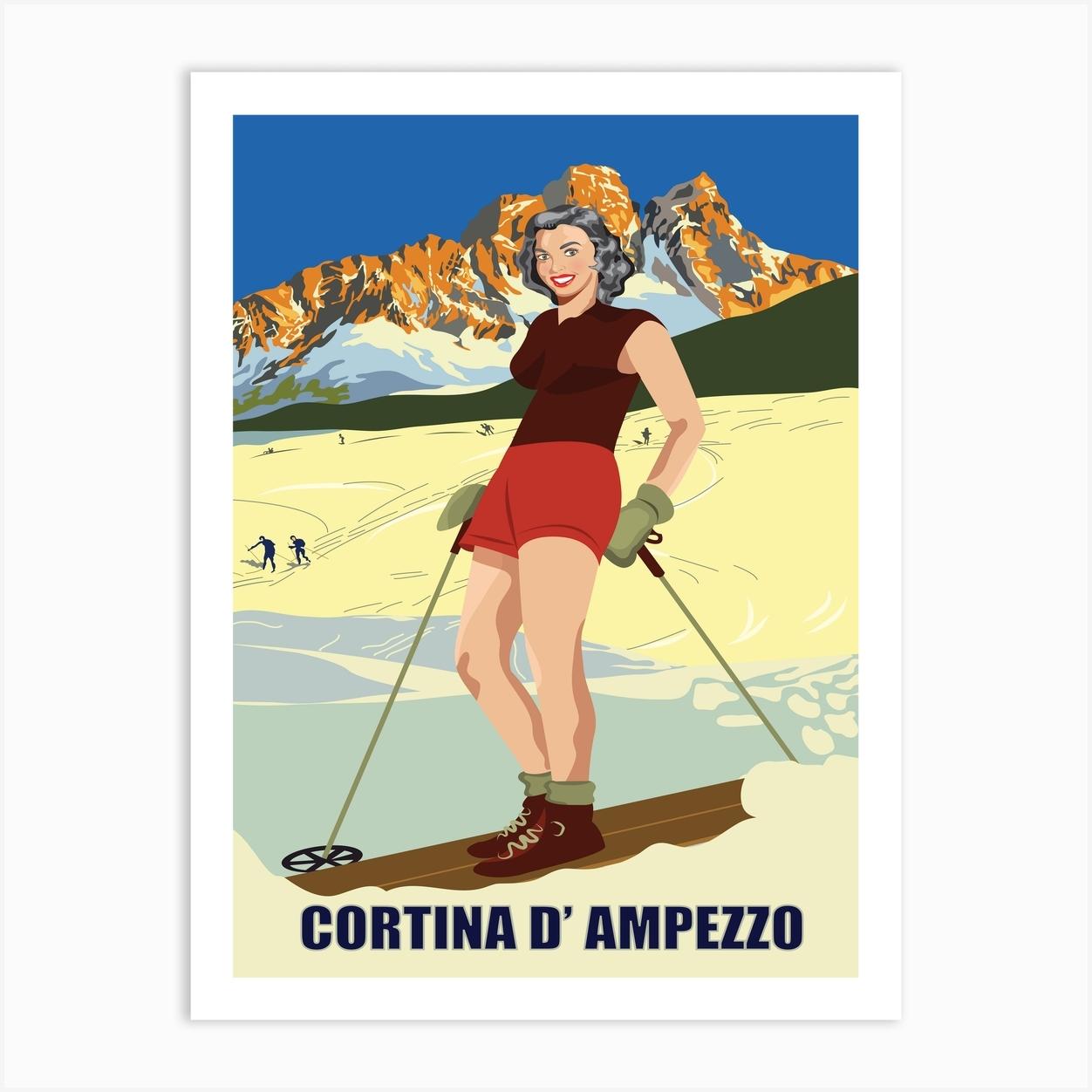 Cortina D Ampezzo, Italy Art Print by Vintage Spirit