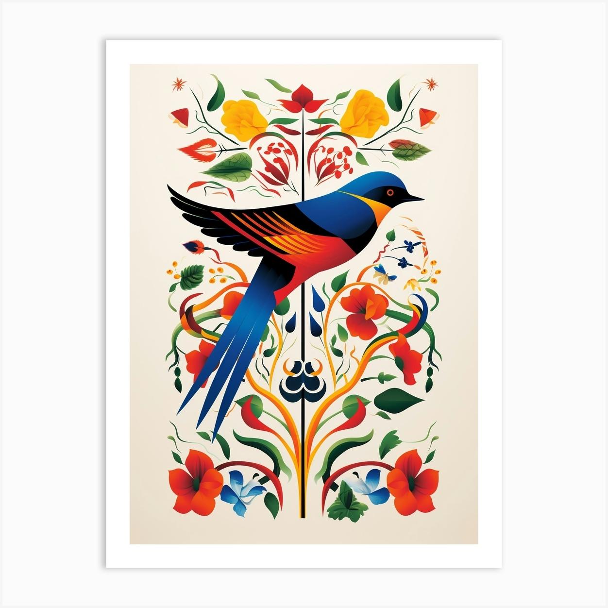 Scandinavian Bird Illustration Barn Swallow 3 Art Print by Feathered Muse