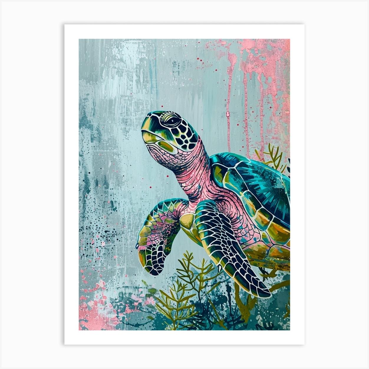 Sea Turtle Exploring The Ocean Painting 2 Art Print by Energy of the Sea