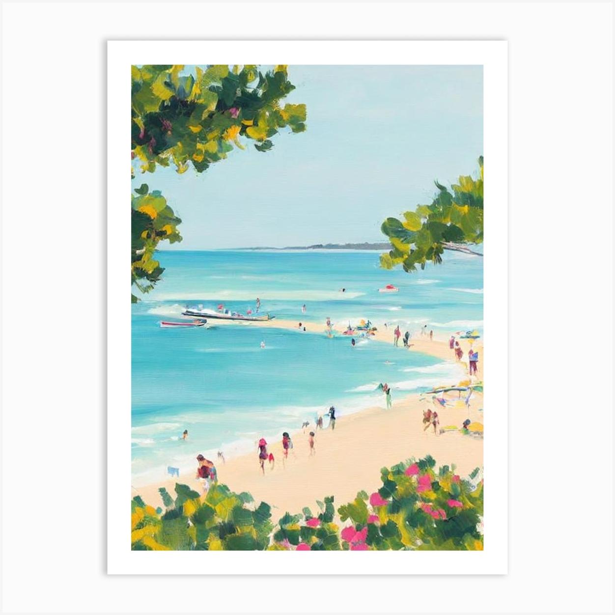 Plage De L'Escalet, Saint Tropez, France Contemporary Illustration Art Print by Sand & Surf Prints