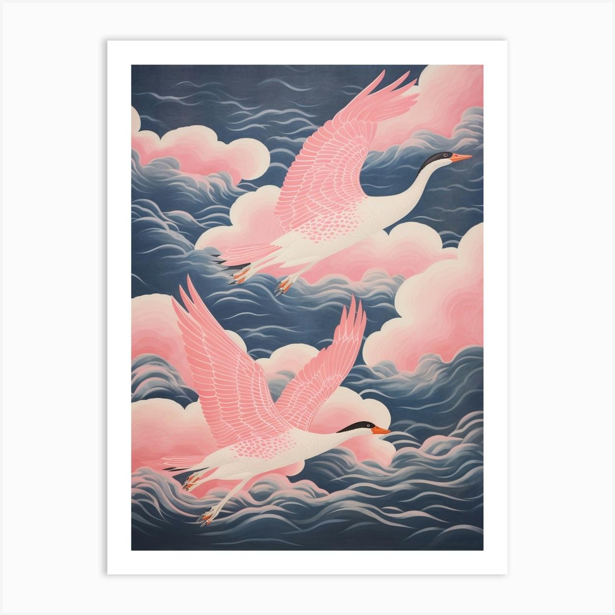 Vintage Japanese Inspired Bird Print Goose 2 Art Print by Feathered Muse