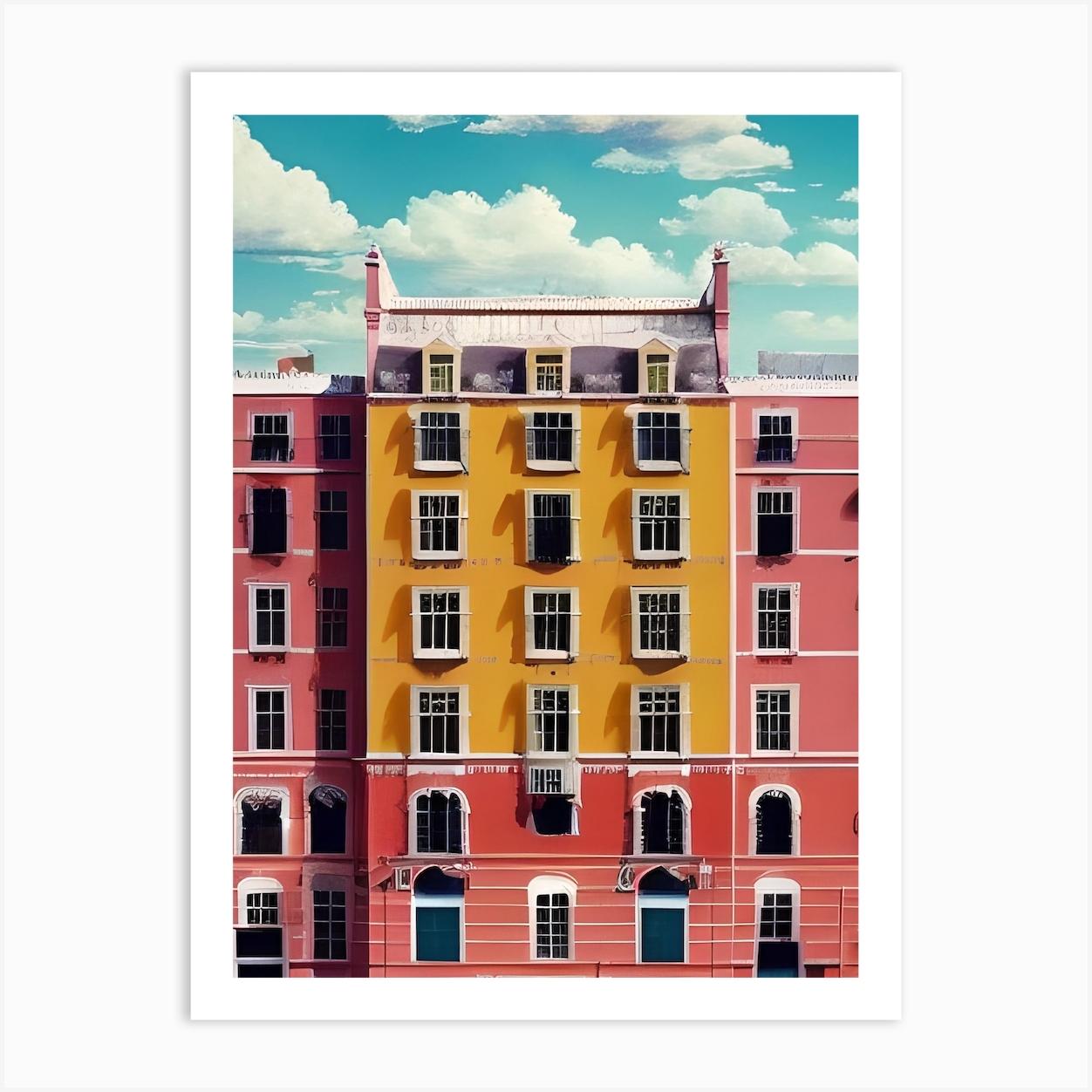 Oil Paint Collage Pink Buildings Architecture Art Print by Danny Barber