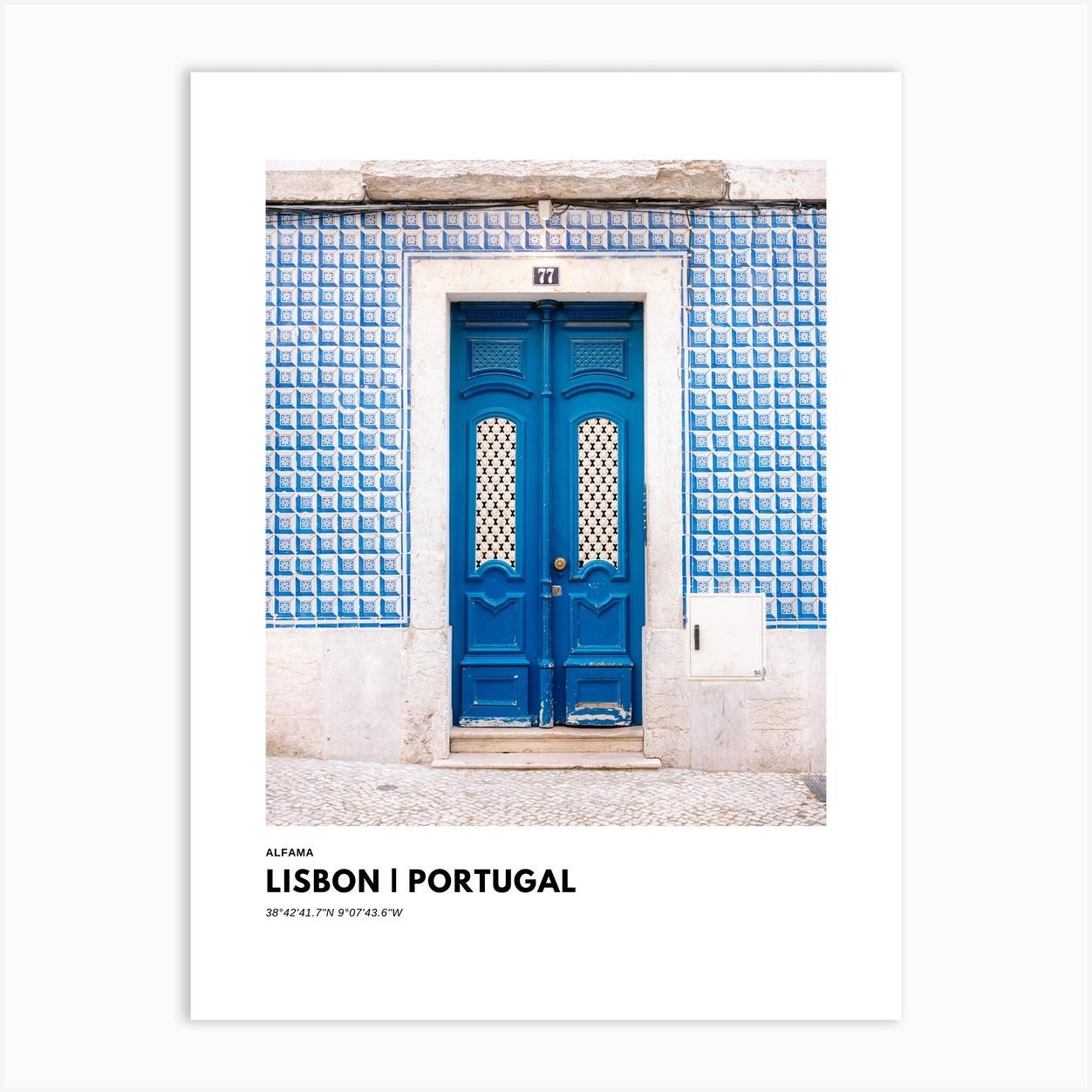 Coordinates Poster Lisbon Portugal Affiche