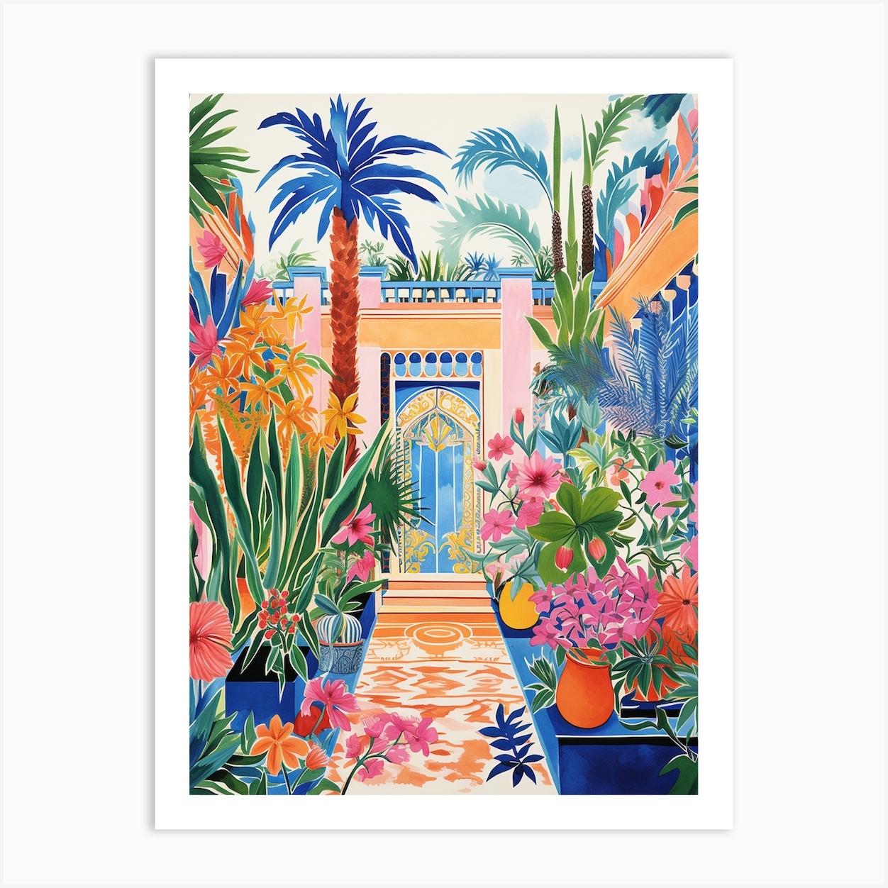Jardin Majorelle Morocco Modern Blue Illustration 5 Art Print by Gardens of the World Art Prints & Posters