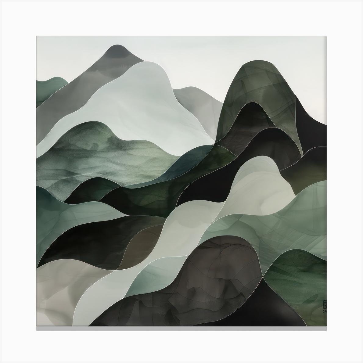 Japanese Watercolour Of Mount Ibuki 2 Canvas Print by Hue Horizons Art Prints