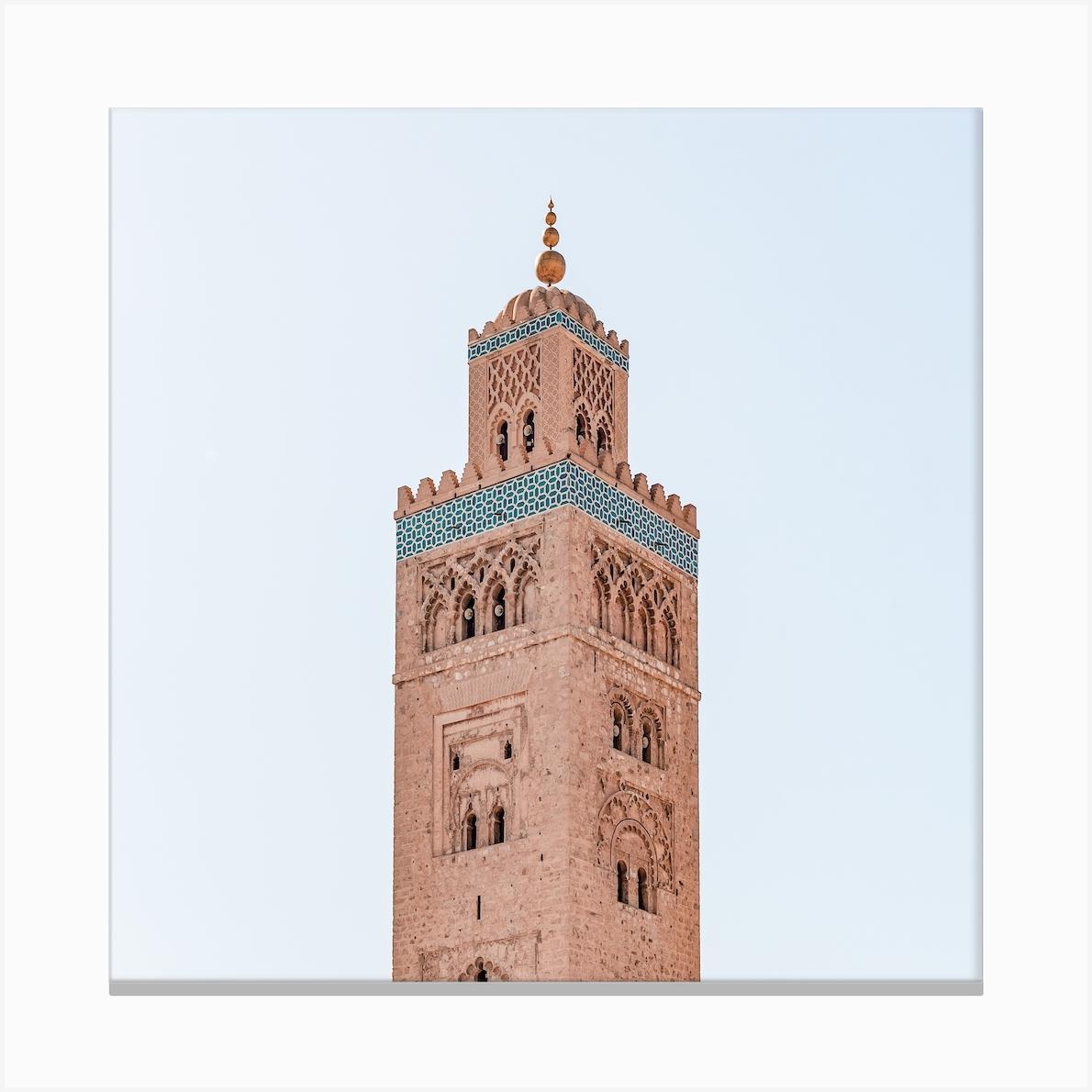 Moroccan Mosque Square Canvas Print by Travel Art Wall Prints