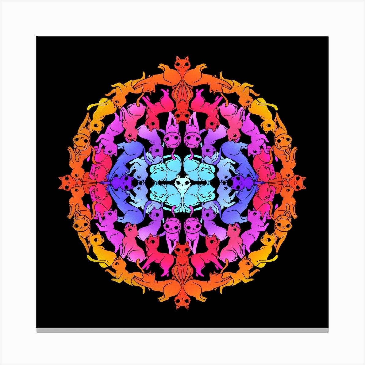 Mandala Cat Square Canvas Print by Tobias Fonseca