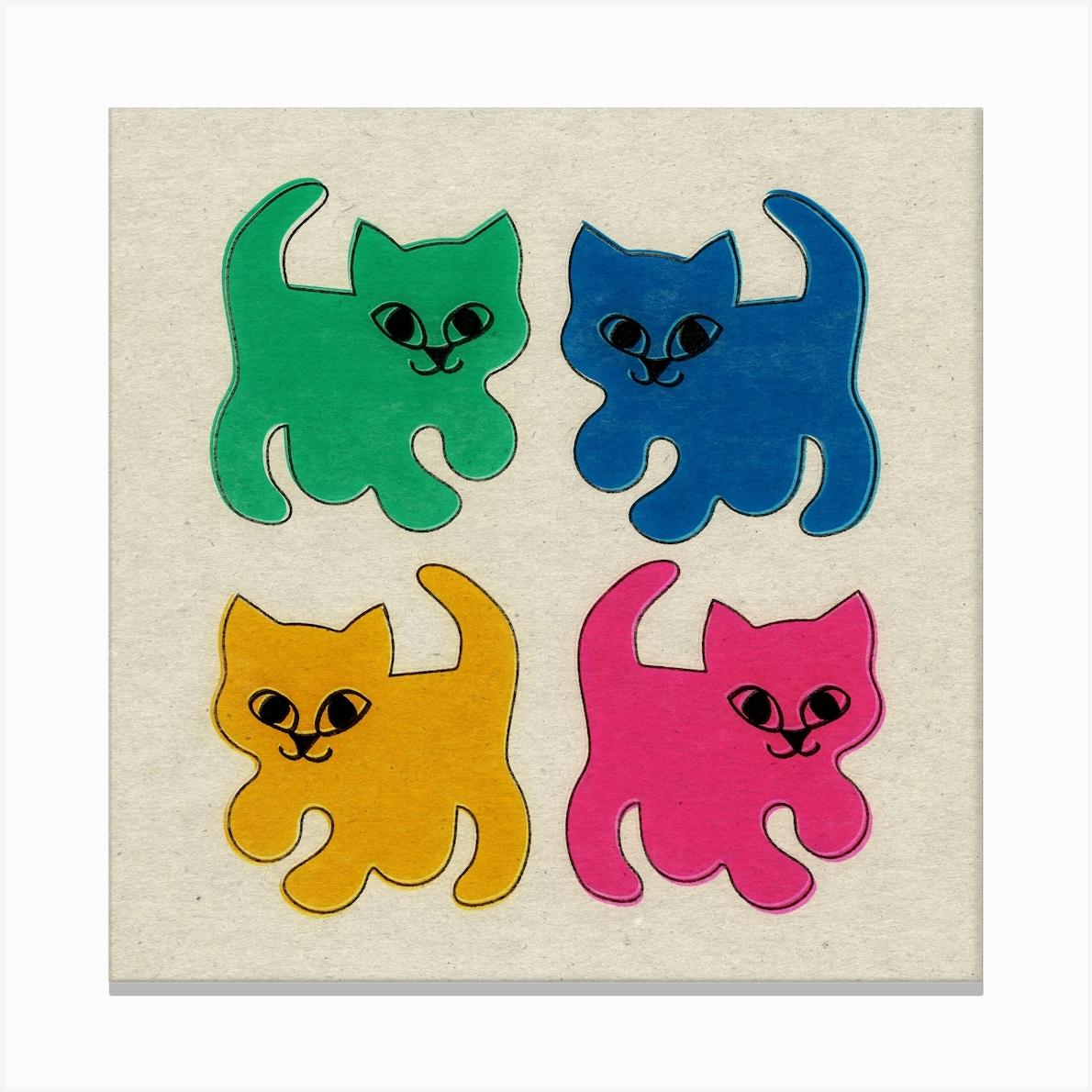 Vintage Stickers Cat Canvas Print by Mambo
