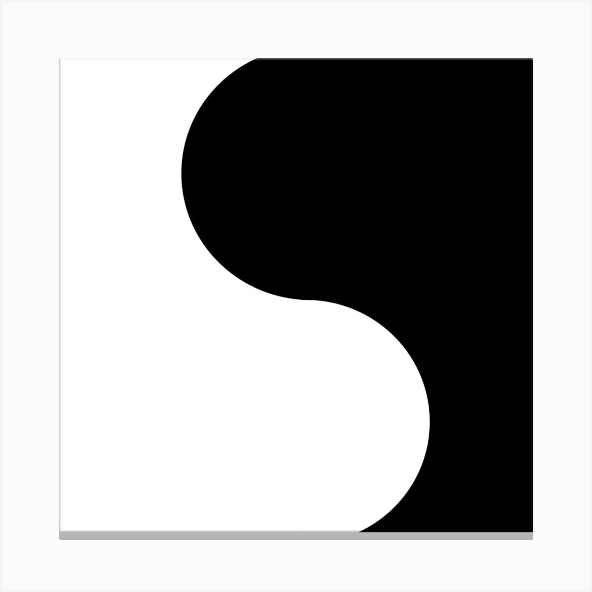 Minimal Black And White Curved Painting Canvas Print by Rev Store