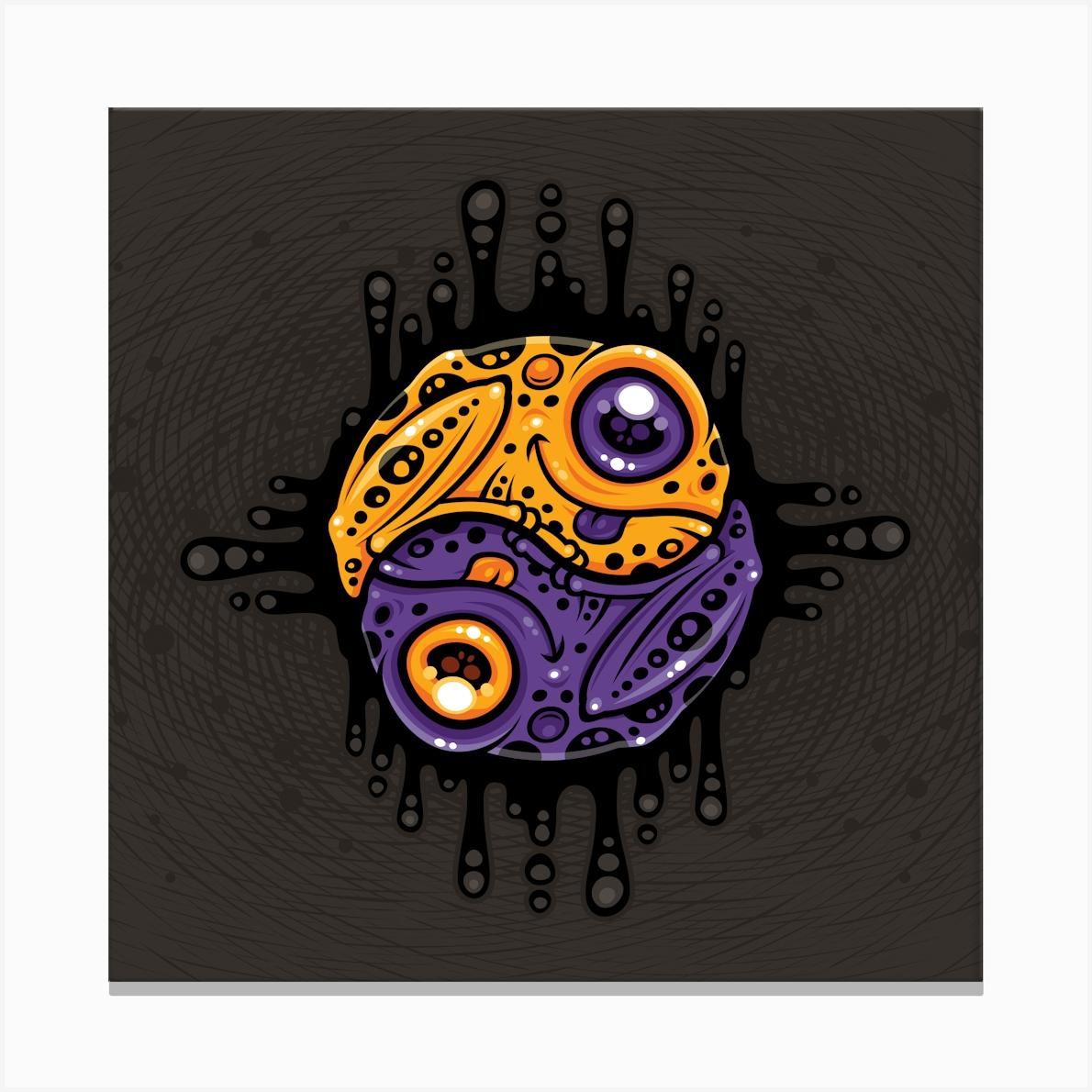 Vibrant Purple and Gold Poison Dart Frog Yin Yang Canvas Print by schwegel