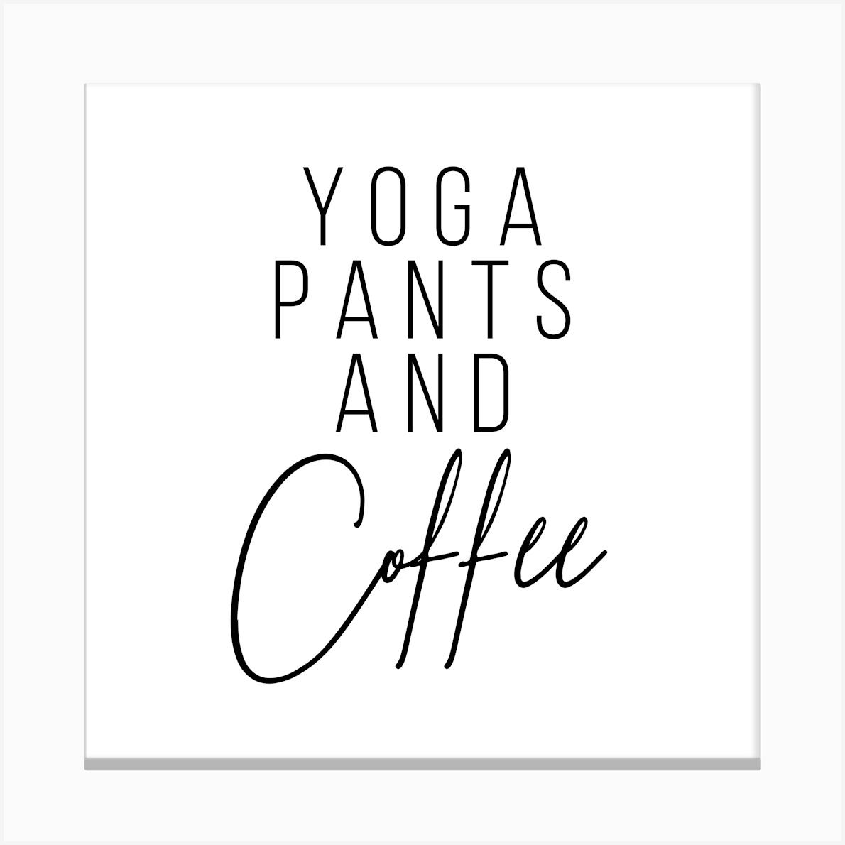 Yoga Pants And Coffee Square Canvas Print by Typologie Paper Co