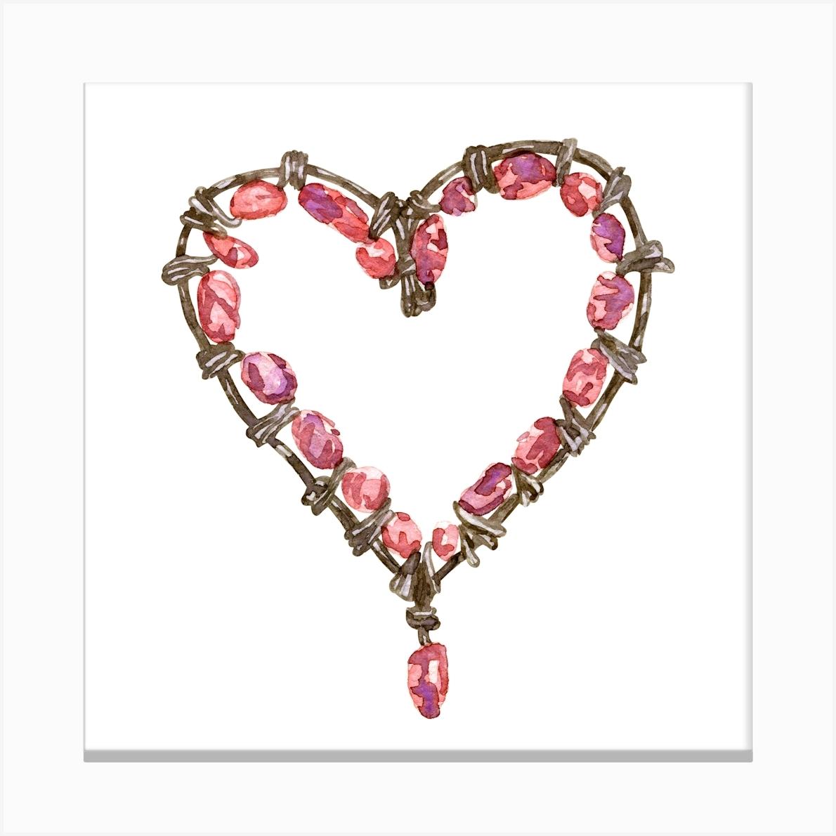 Heart Shaped Necklace Pink Jewelry Canvas Print by Tanya Sviatlichnaya