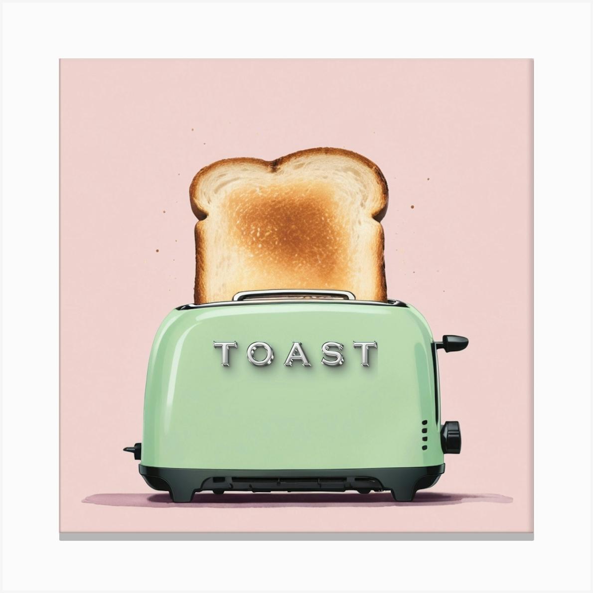 Pastel Pink Green Toaster Canvas Print by Designed By Lorna