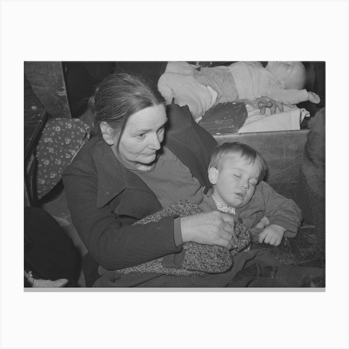 Farm Woman And Son At Pie Supper In Muskogee County, Oklahoma, See General Caption Number 24 By Russell Canvas Print by Fy! Classic Art Prints and