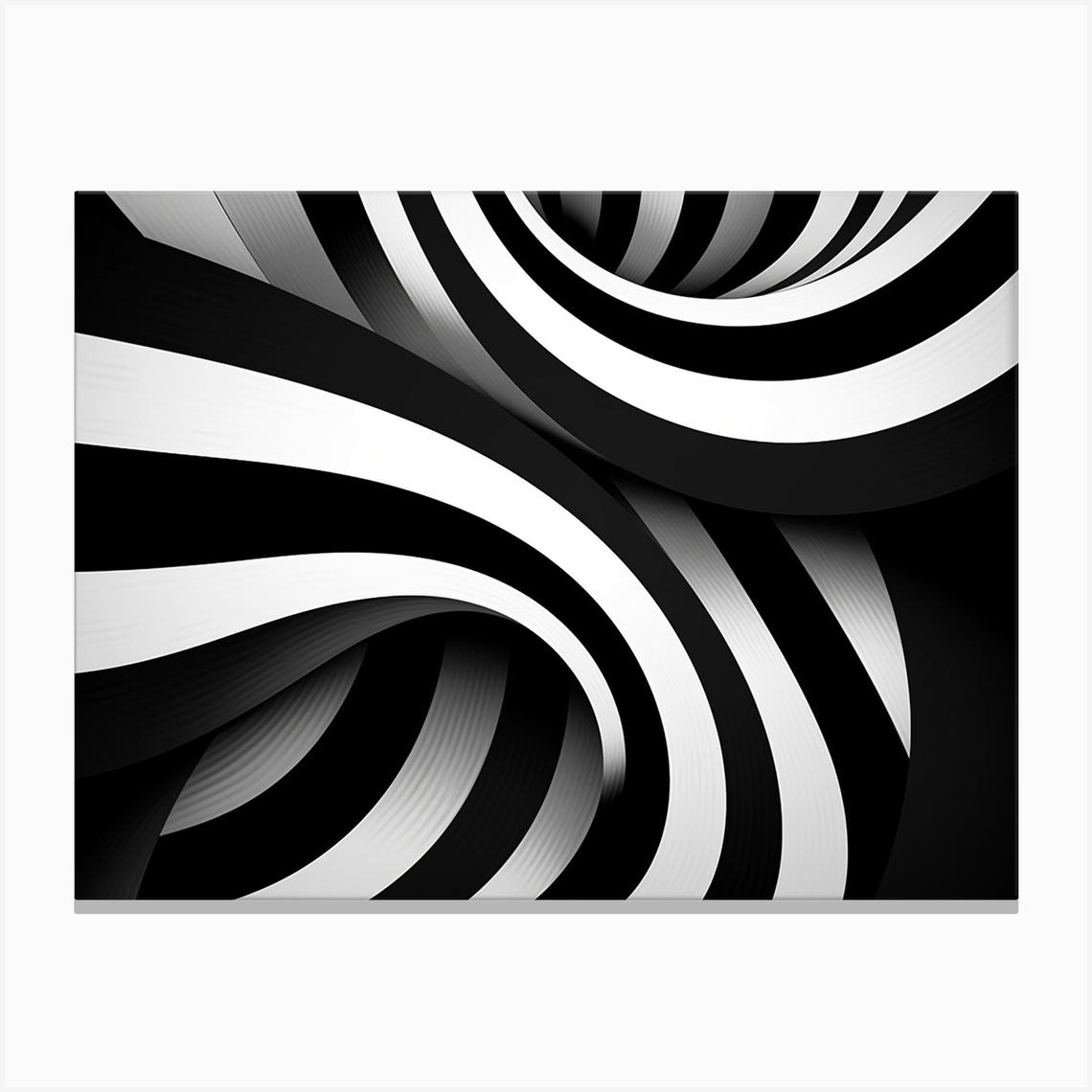 Illusion Abstract Black And White 6 Canvas Print by Abstract Art Expressions