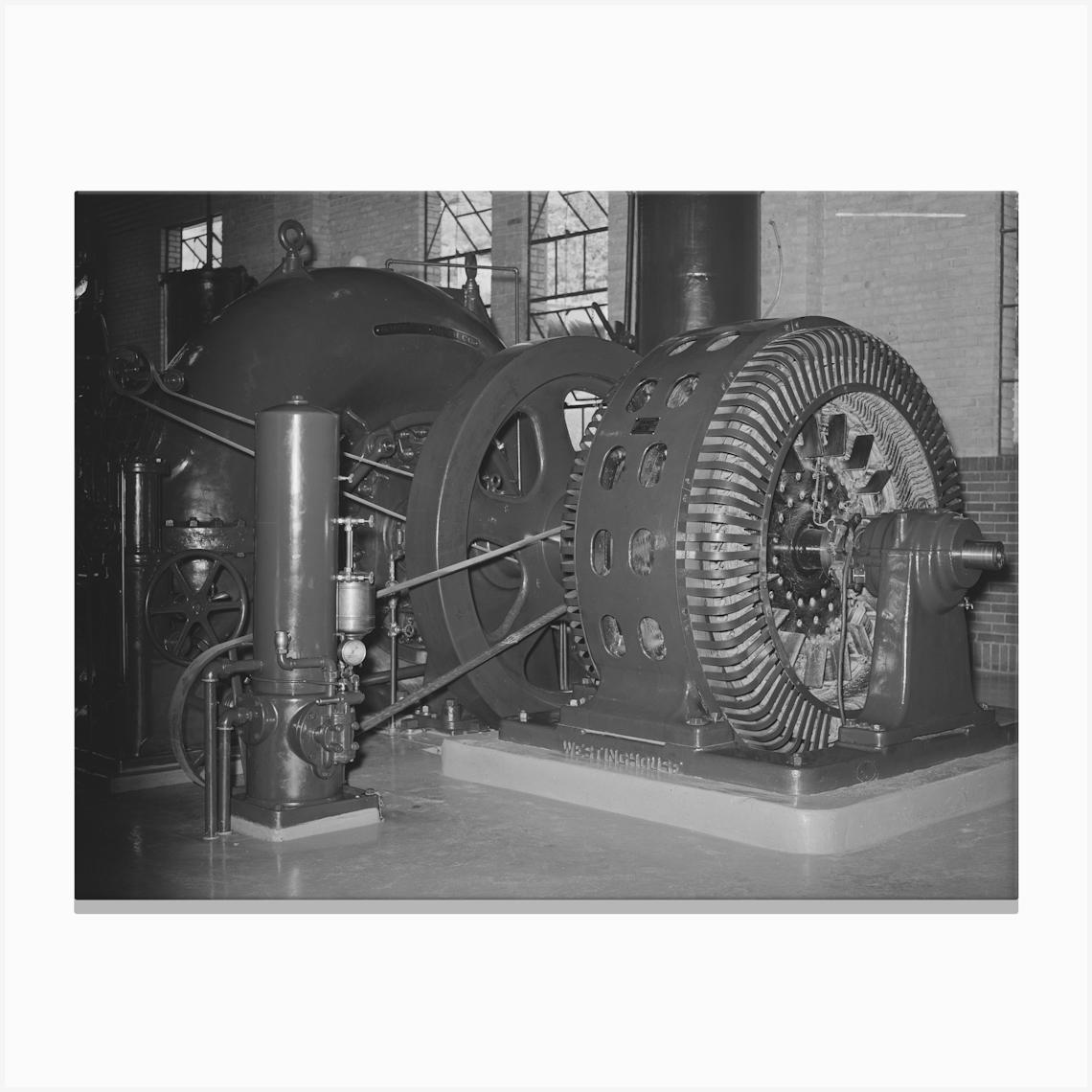 Water Turbine And Electric Generator At Municipal Power Plant, Logan, Utah By Russell Lee Canvas Print by Fy! Classic Art Prints and Posters