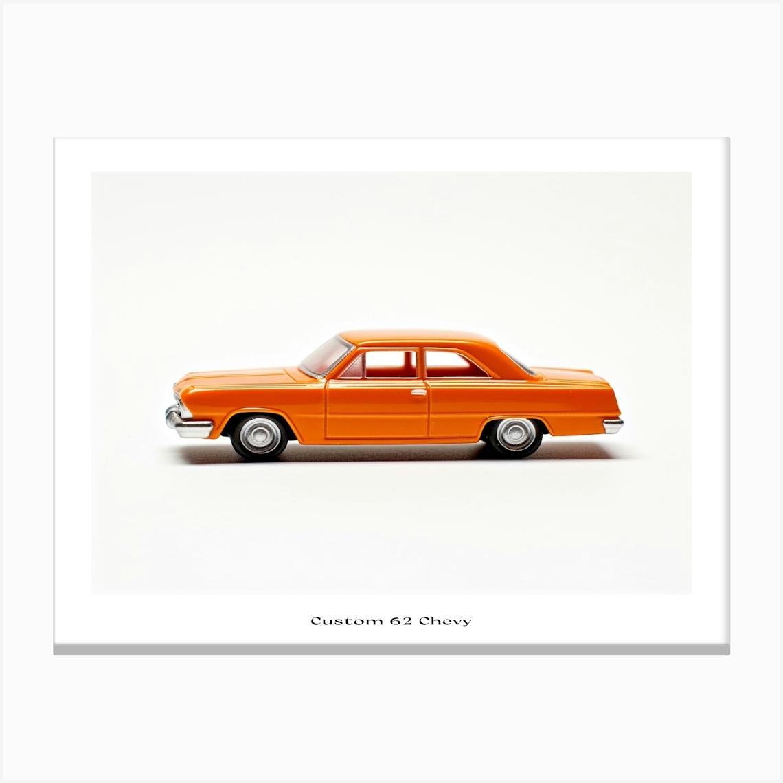 Toy Car Custom 62 Chevy Orange 2 Poster Canvas Print by Scribble Studio