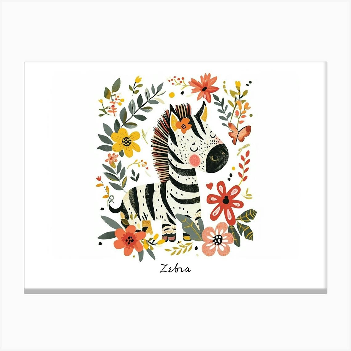 Little Floral Zebra 2 Poster Canvas Print by Scribble Studio