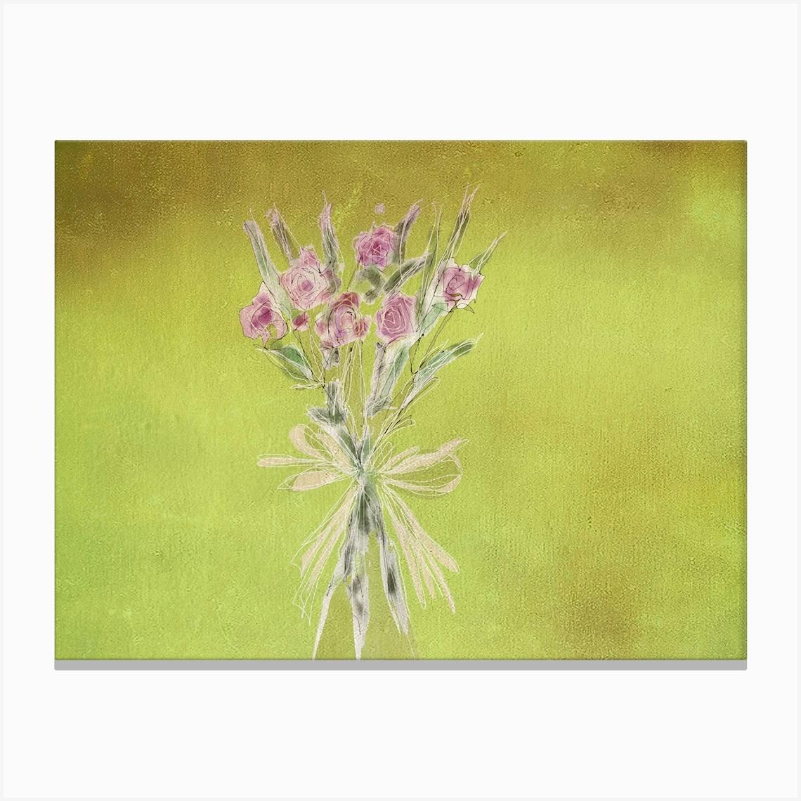 Bouquet Of Pink Roses Canvas Print by jacquelyn ready designs