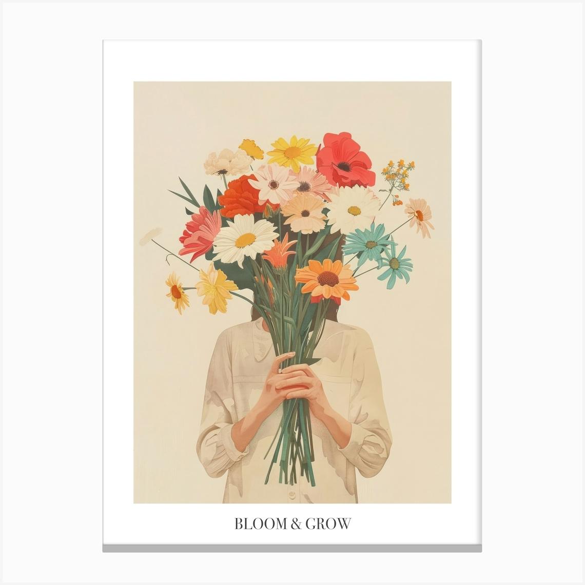 Bloom And Grow Spring Girl With Wild Flowers 2 Canvas Print by Dreamy Seasons Art