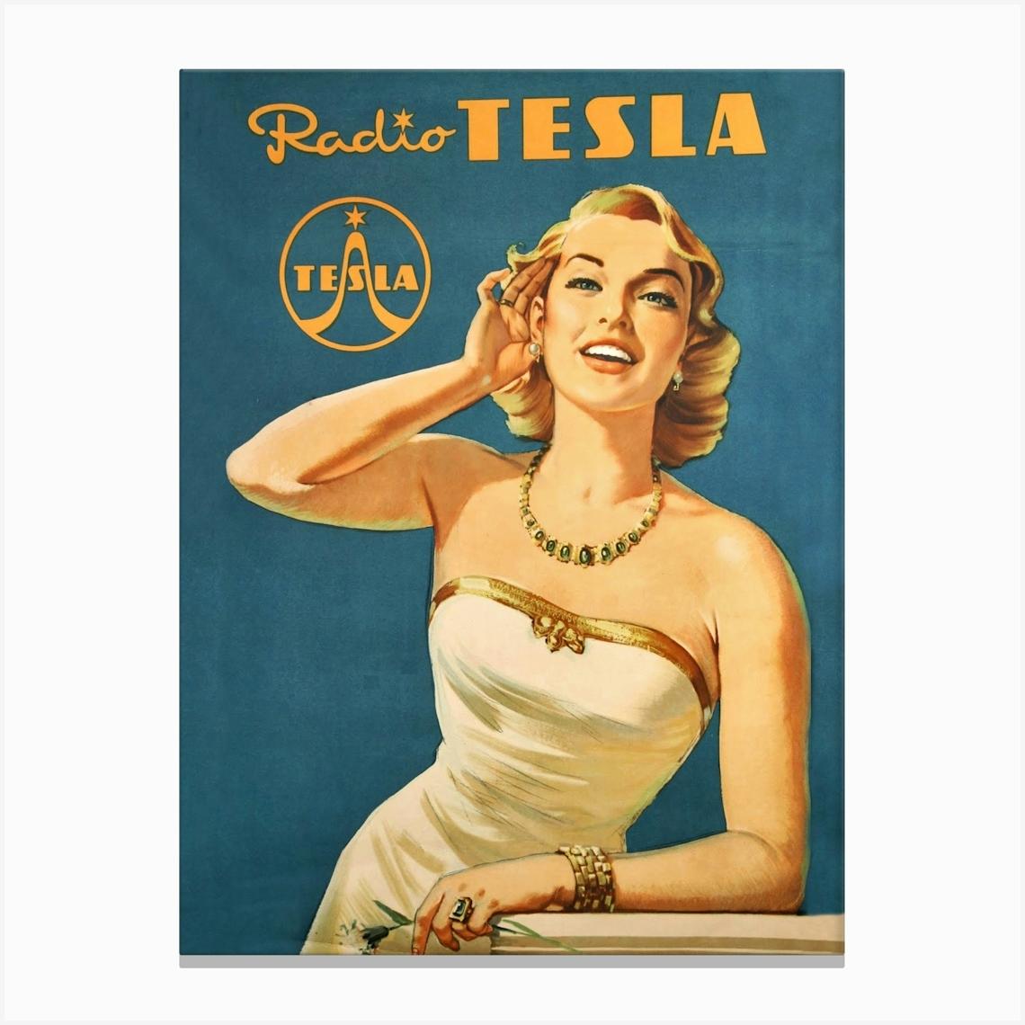 Radio Tesla, Vintage Advertisement Poster Canvas Print by Vintage Spirit