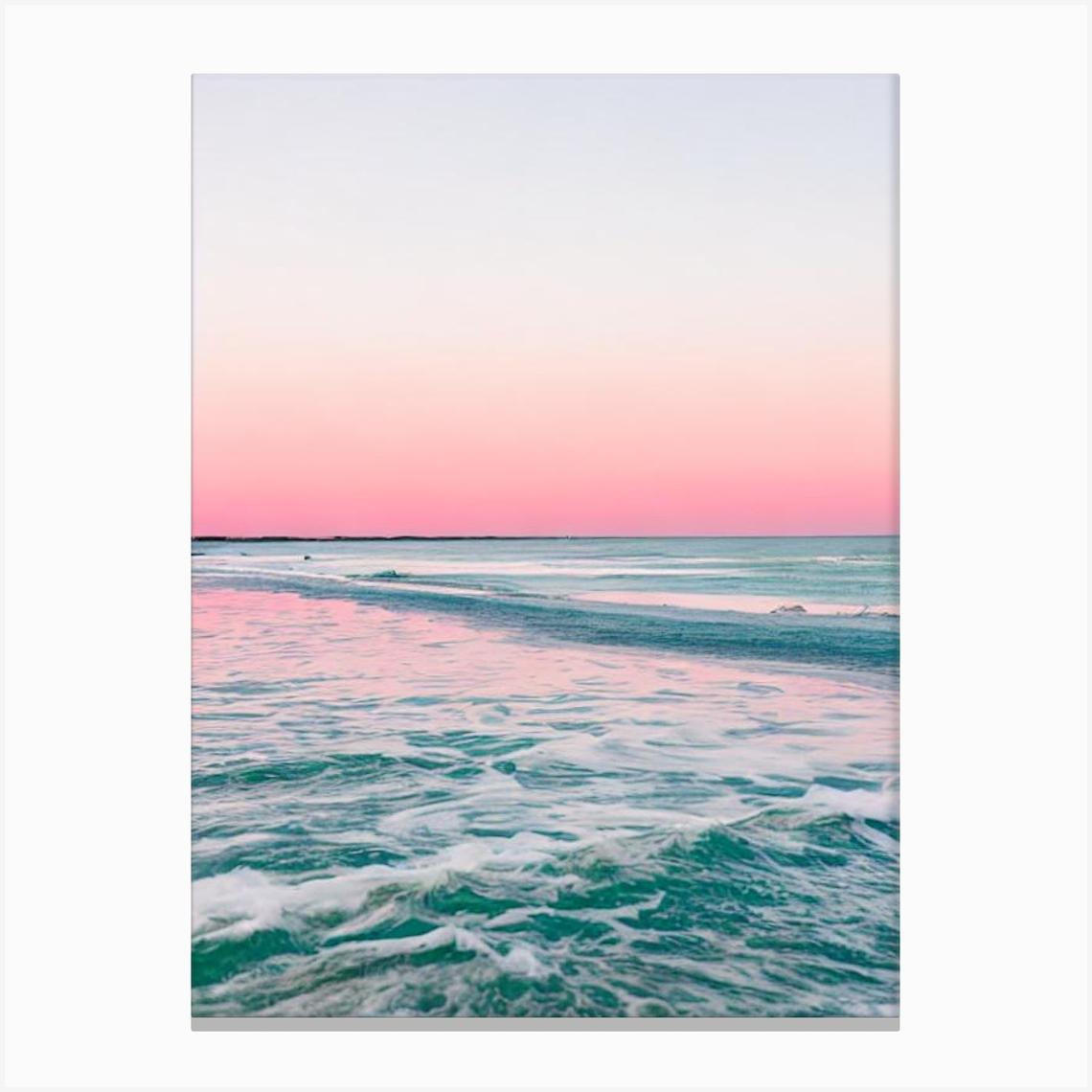 Weymouth Beach, Dorset Pink Photography 2 Canvas Print by Sand & Surf Prints