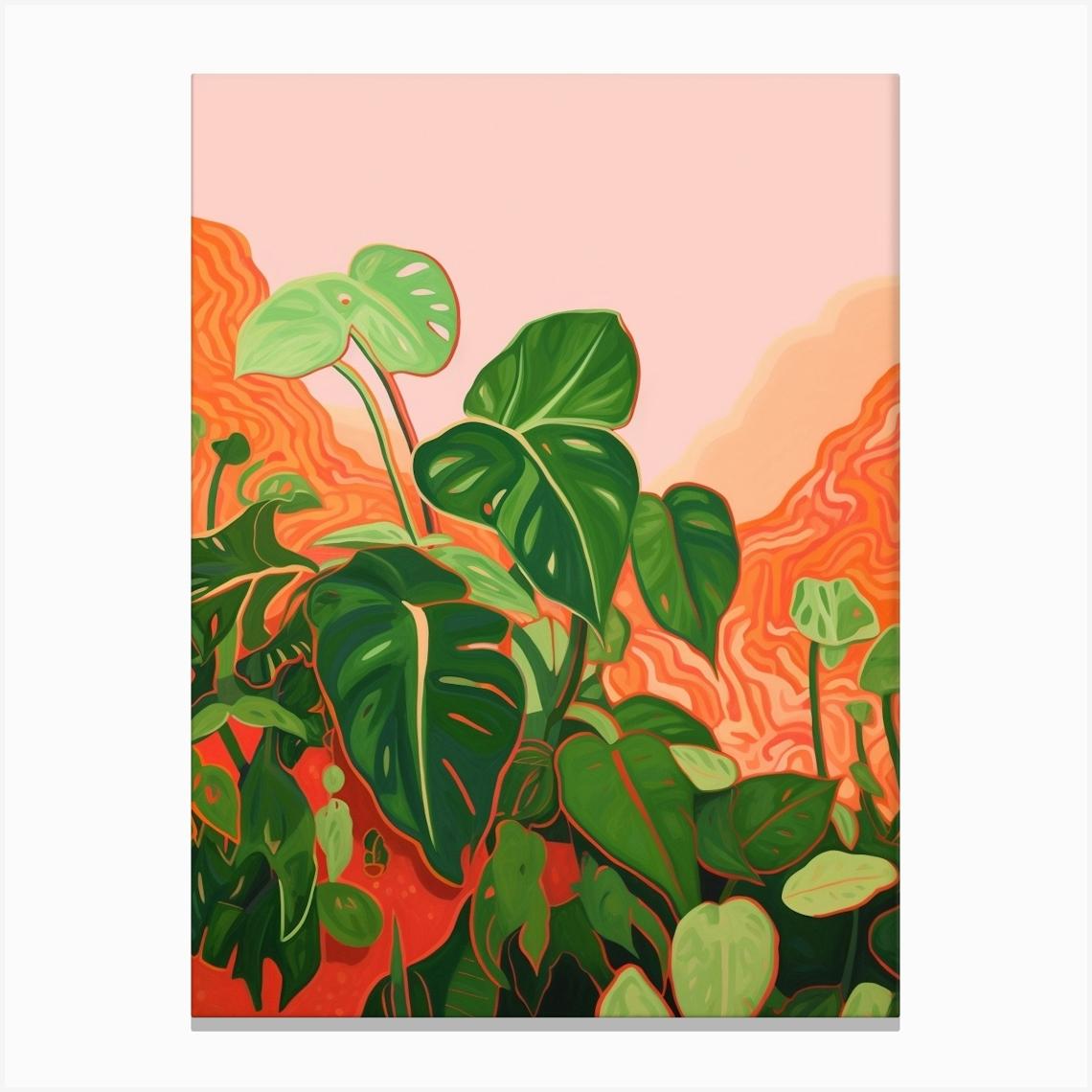 Boho Plant Painting Golden Pothos 2 Canvas Print by Botanic Studio