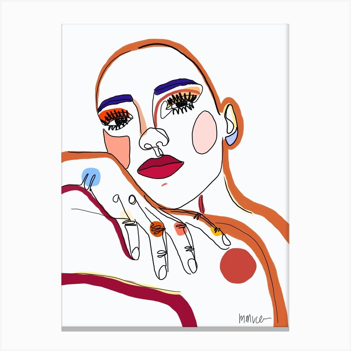 Portrait Of Woman With Hand Canvas Print by mmvce