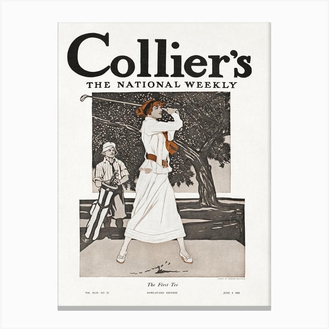 Collier S, The National Weekly, The First Tee (1912), Edward Penfield Canvas Print by Fy! Classic Art Prints and Posters