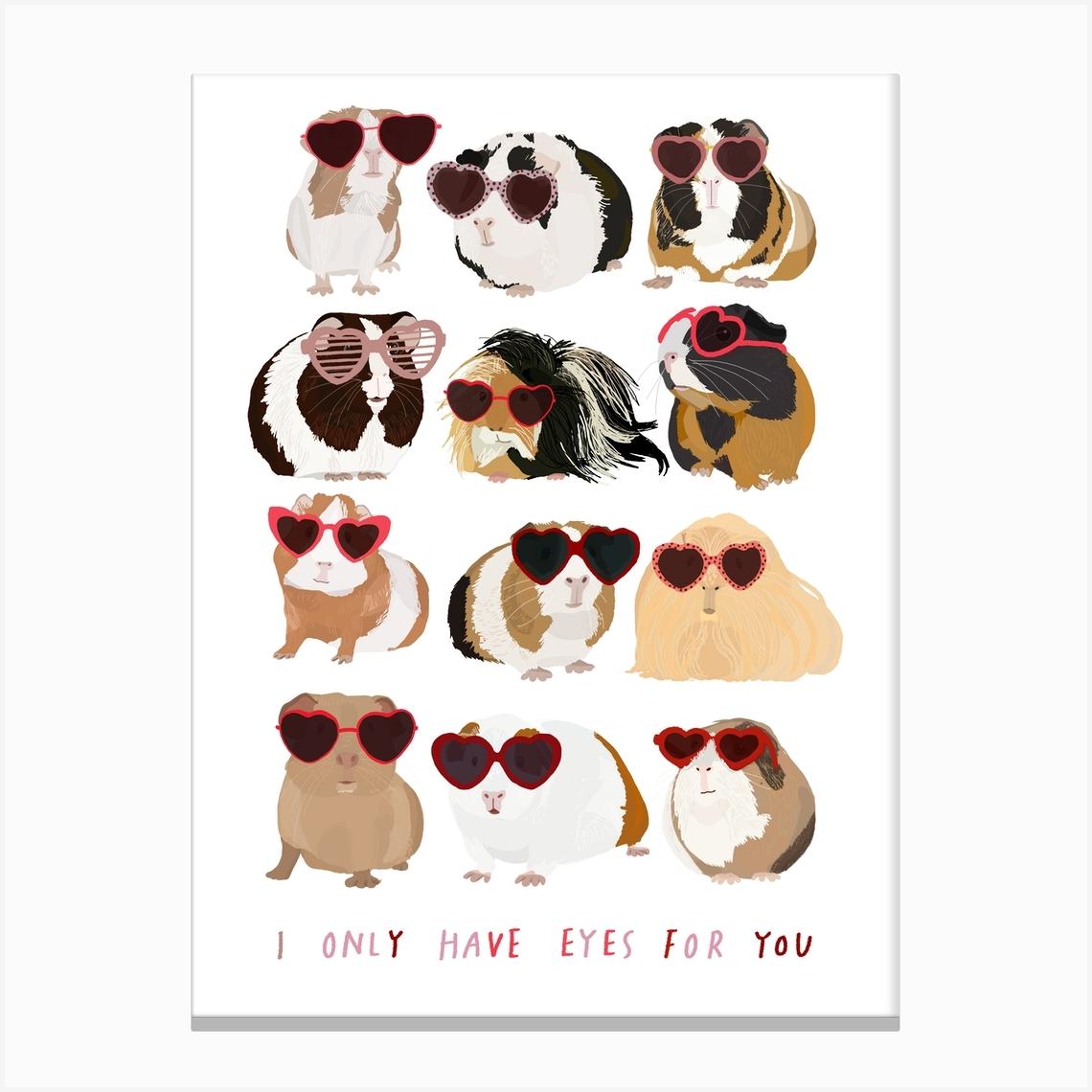 Guinea Pig In Heart Glasses Canvas Print by Hanna Melin