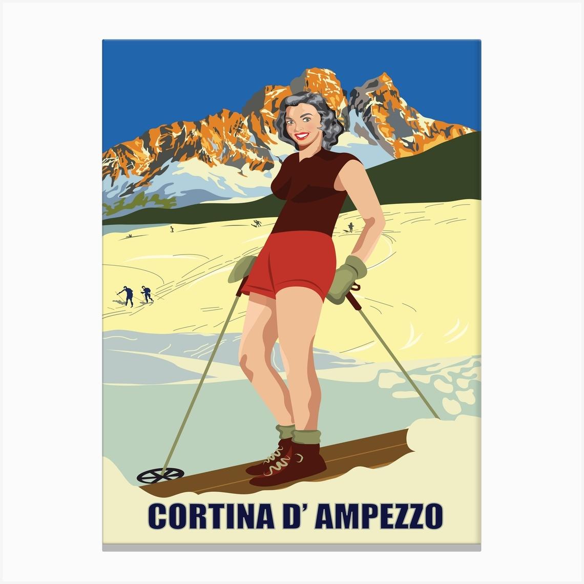 Cortina D Ampezzo, Italy Canvas Print by Vintage Spirit