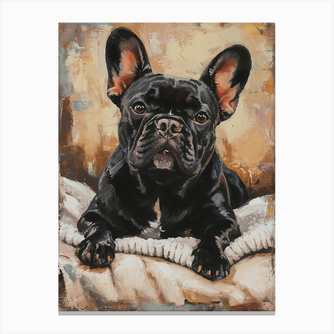 French Bulldog Acrylic Painting 6 Canvas Print by Woof and Whiskers