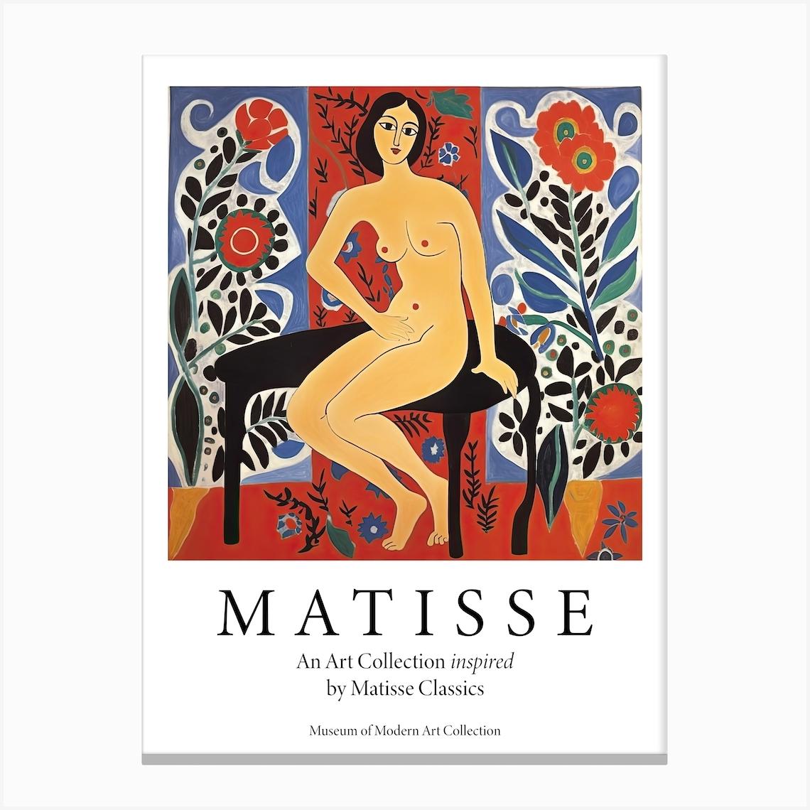 Floral Woman Pose, The Matisse Inspired Art Collection Poster Canvas Print by Mambo