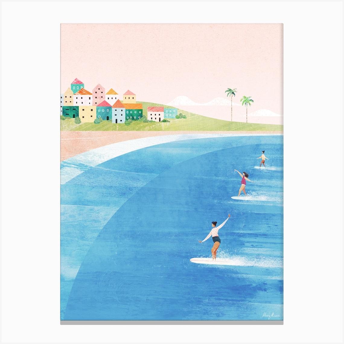 Surf Girls Canvas Print by Travel Poster Co.