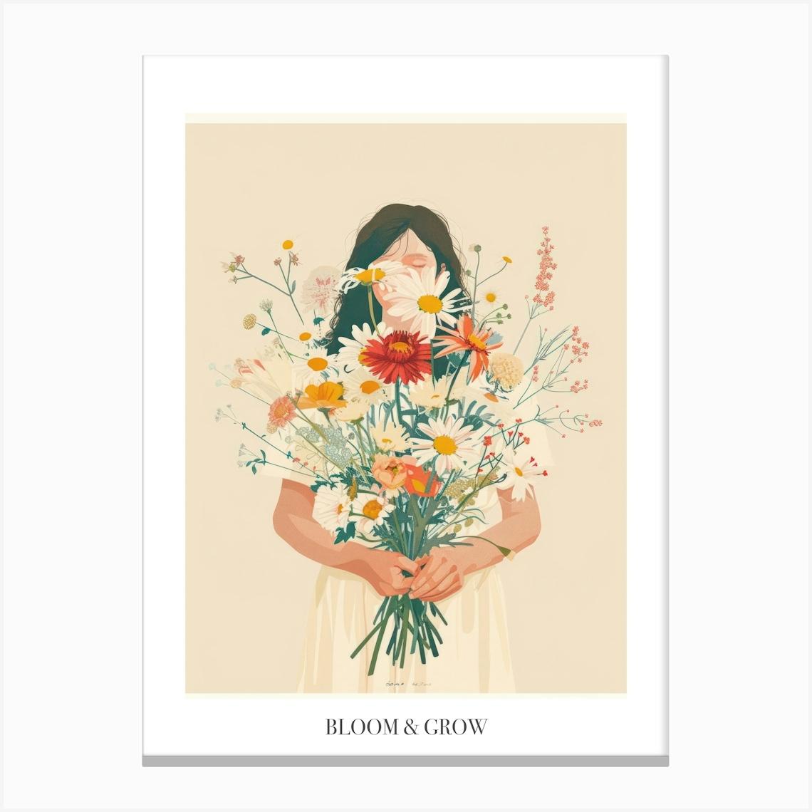 Bloom And Grow Spring Girl With Wild Flowers 7 Canvas Print by Dreamy Seasons Art