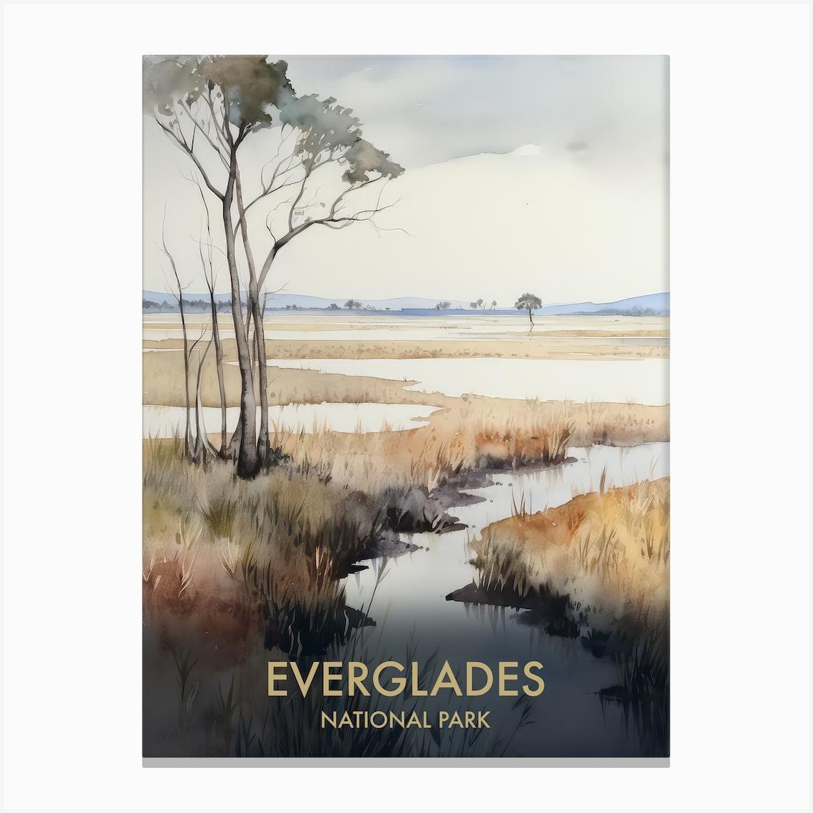Everglades National Park Watercolour Vintage Travel Poster 1 Toile