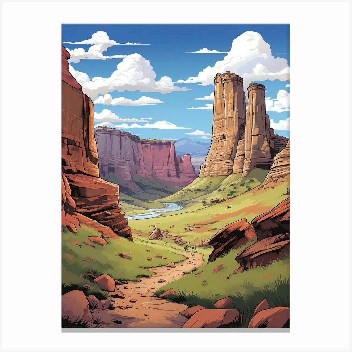 Golden Gate Highlands National Park Cartoon 3 Canvas Print by PixelPerfect