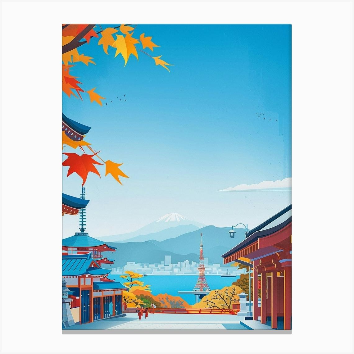 Kobe Japan 1 Colourful Illustration Canvas Print by Japan Journey