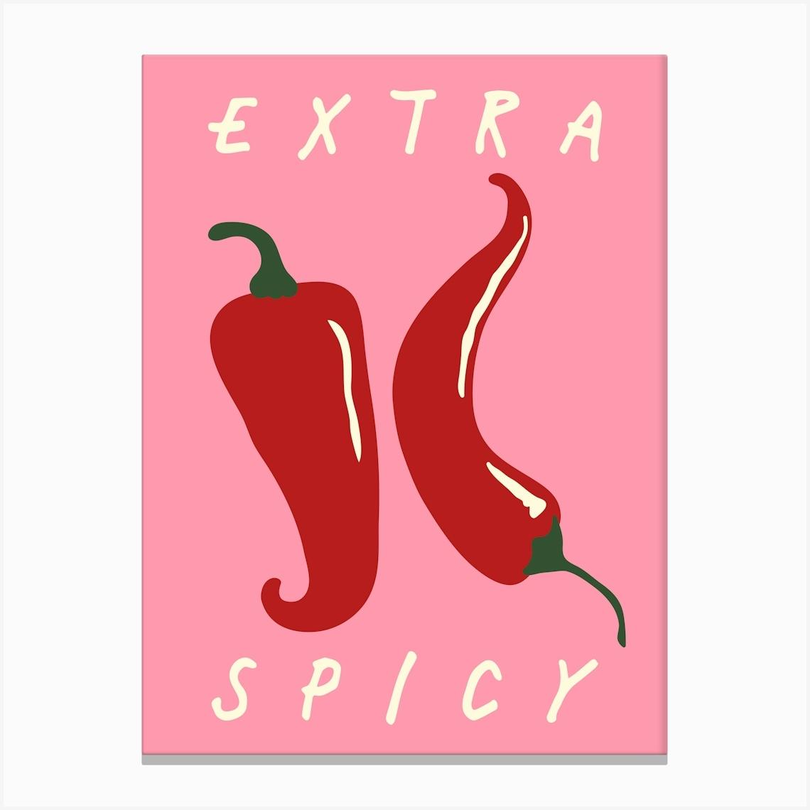 Extra Spicy Pink Kitchen Decor Canvas Print by posterami
