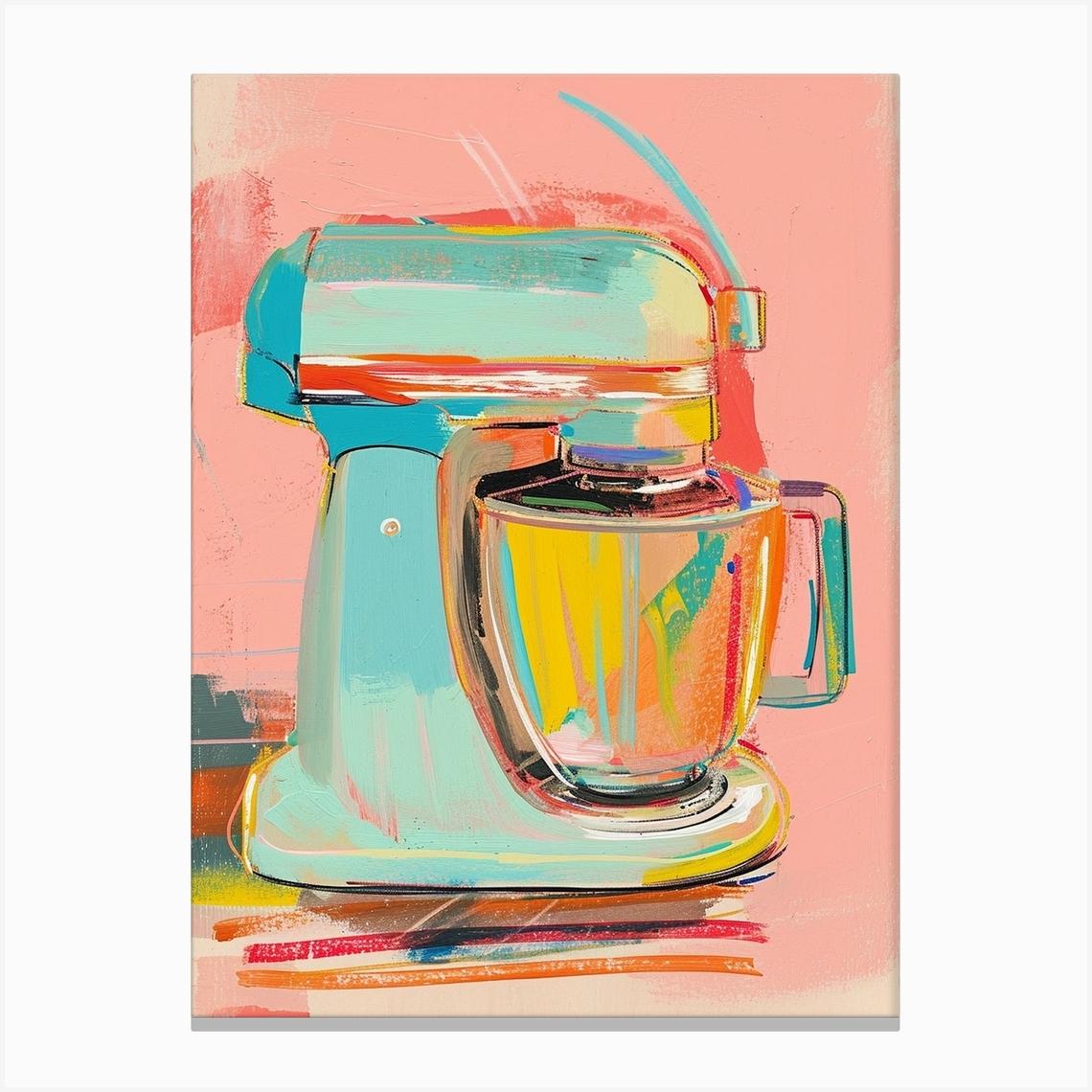 Retro Kitchen Blender Kitsch Painting Leinwandbild