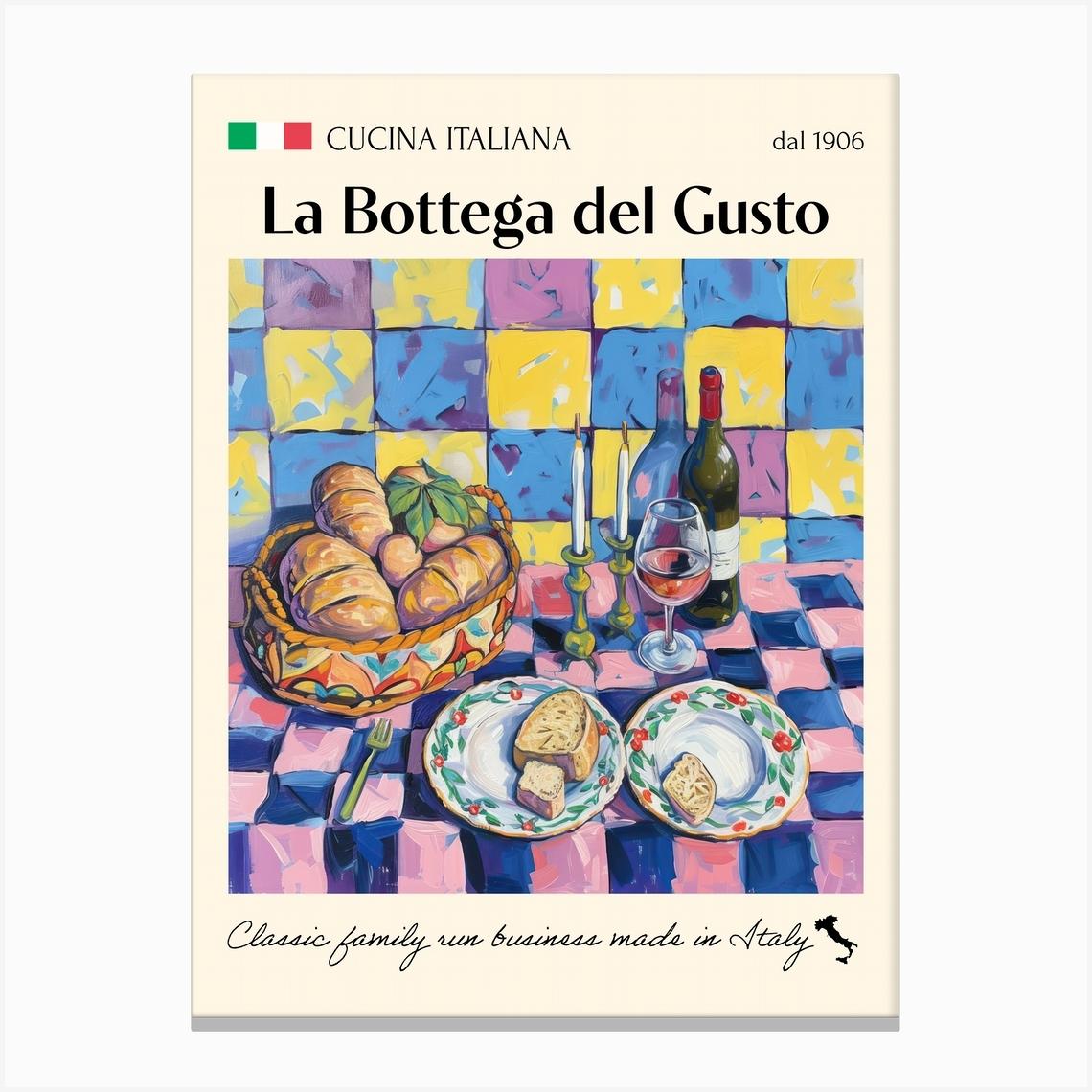 La Bottega Del Gusto Trattoria Italian Poster Food Kitchen Canvas Print by Artful Appetite