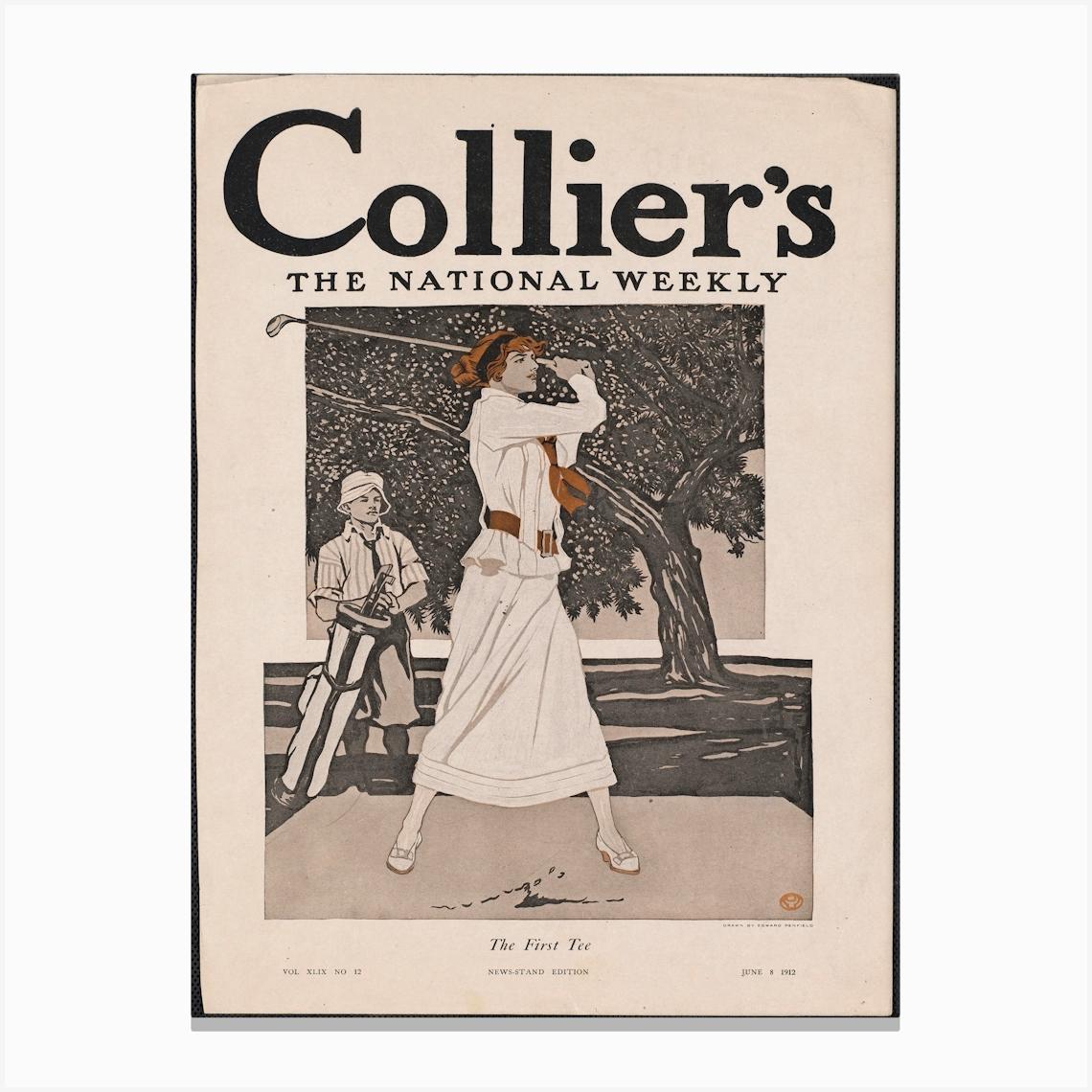 Collier S, The National Weekly, The First Tee, Edward Penfield Canvas Print by Fy! Classic Art Prints and Posters