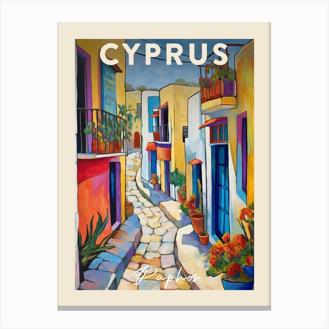 Paphos Cyprus 2 Fauvist Painting Travel Poster Canvas Print by MedArt