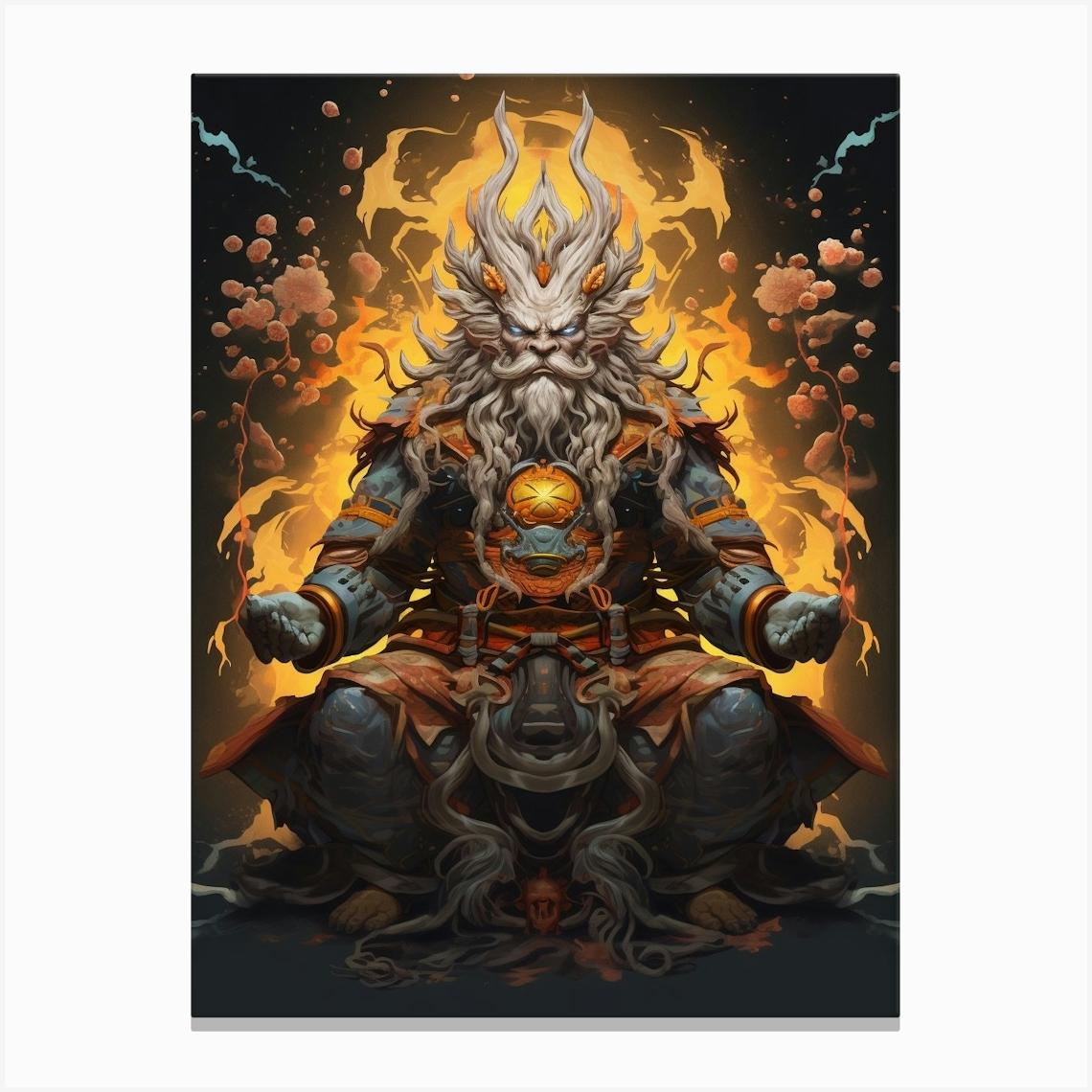 Raijin Thunder God Japanese Style 8 Canvas Print by PixelPerfect