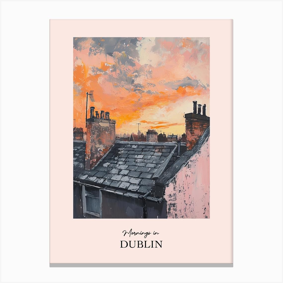 Mornings In Dublin Rooftops Morning Skyline 3 Canvas Print by Urban Vistas